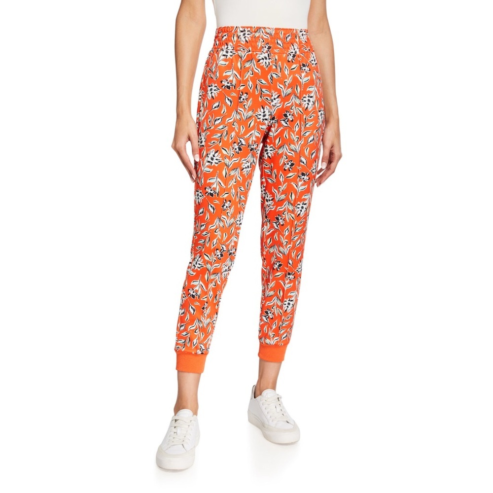 Alice + Olivia Tokyo High-Tech Floral Joggers in Orange - Picture 1 of 7